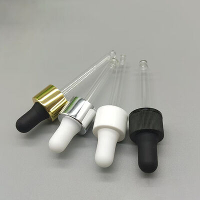 18mm 20mm 24mm 28mm Silicone Bulb Gold Silver Smooth Matt Closure Cosmetic Packaging Plastic Dropper Plastic Dropper for Essential Oil