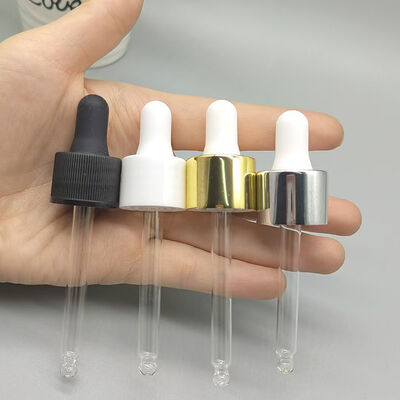 18mm 20mm 24mm 28mm Silicone Bulb Gold Silver Smooth Matt Closure Cosmetic Packaging Plastic Dropper Plastic Dropper for Essential Oil