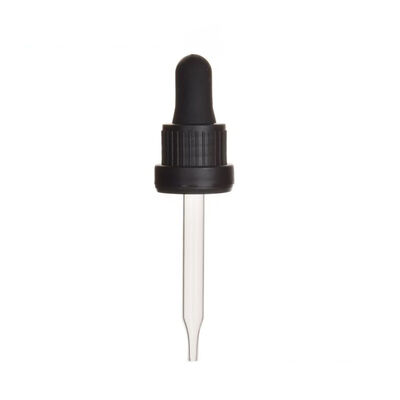 18mm 20mm Aluminum Plastic Essential Oil Dropper Cap with Glass Tube for Refillable Skincare Packaging