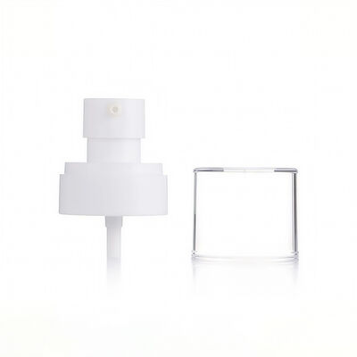 White Plastic Lotion Pump with Clear Protective Cap for Cosmetic Bottles
