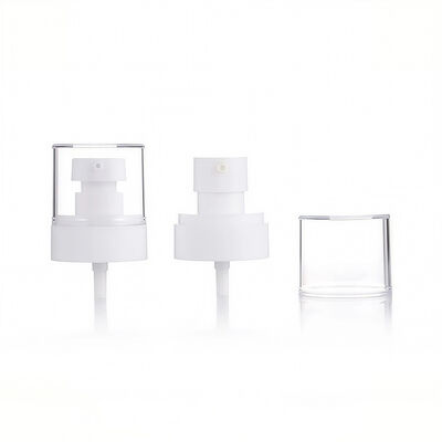 White Plastic Lotion Pump with Clear Protective Cap for Cosmetic Bottles
