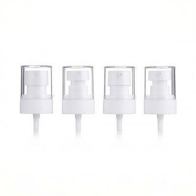 White Plastic Lotion Pump with Clear Protective Cap for Cosmetic Bottles
