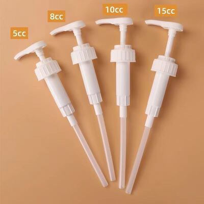 Wholesale Food Grade PP Plastic Syrup Dispenser Pump with Big Dosage 8cc 10cc 30cc in 28mm 33mm 38mm Sizes