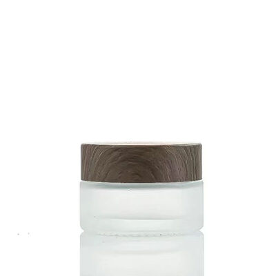 5g 10g 15g 30g 50g Empty Frosted Glass Cream Jars Cosmetic Natural Wood  Containers for Eye Cream Face Mask