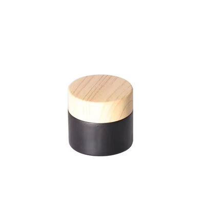 5g 10g 15g 30g 50g Empty Frosted Glass Cream Jars Cosmetic Natural Wood  Containers for Eye Cream Face Mask