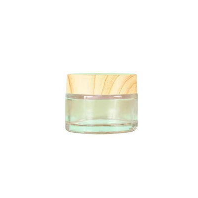 5g 10g 15g 30g 50g Empty Frosted Glass Cream Jars Cosmetic Natural Wood  Containers for Eye Cream Face Mask