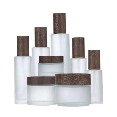 5g 10g 15g 30g 50g Empty Frosted Glass Cream Jars Cosmetic Natural Wood  Containers for Eye Cream Face Mask