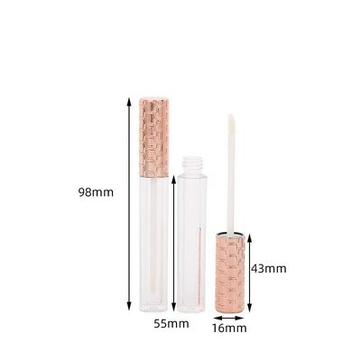 Wholesale 4.5ml Plastic Lip Gloss Tube with Golden Cap and White Brush for Empty Cosmetic Container