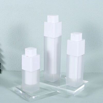 Wholesale Square Shape 15ml 30ml 50ml Airless Pump Bottle with Rotary Lock Pump for Skincare Products