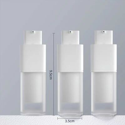 Wholesale Square Shape 15ml 30ml 50ml Airless Pump Bottle with Rotary Lock Pump for Skincare Products