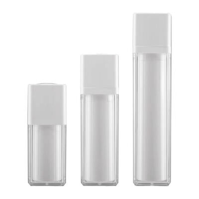 Wholesale Square Shape 15ml 30ml 50ml Airless Pump Bottle with Rotary Lock Pump for Skincare Products